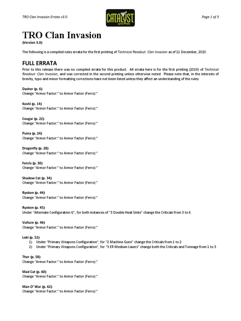 CAT35ML01A Master Unit List-Battle Values v1.0 PDF, PDF