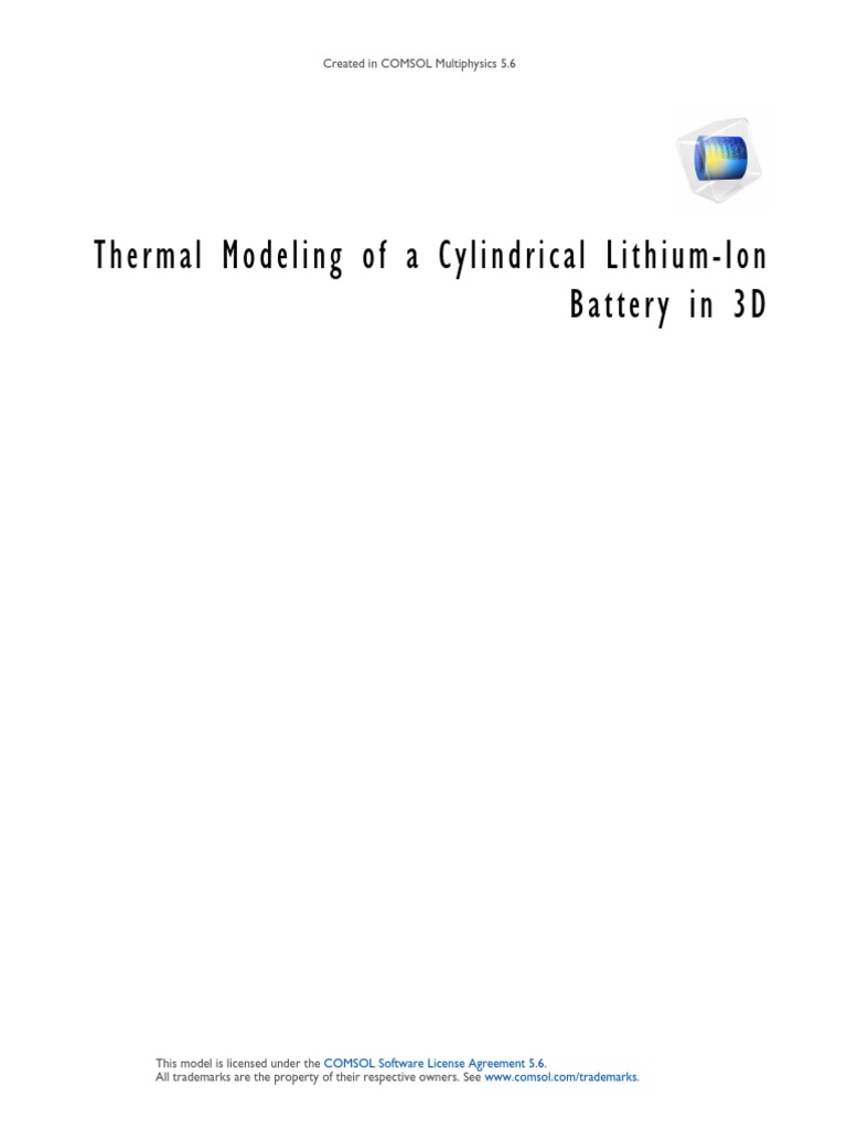 Thermal Modeling of A Cylindrical Lithium-Ion Battery in 3D | PDF ...