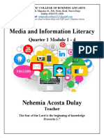 Media and Information Literacy: Quarter 1 Module 1 - 4