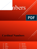 Numbers Chart with Cardinal, Ordinal and Written Forms