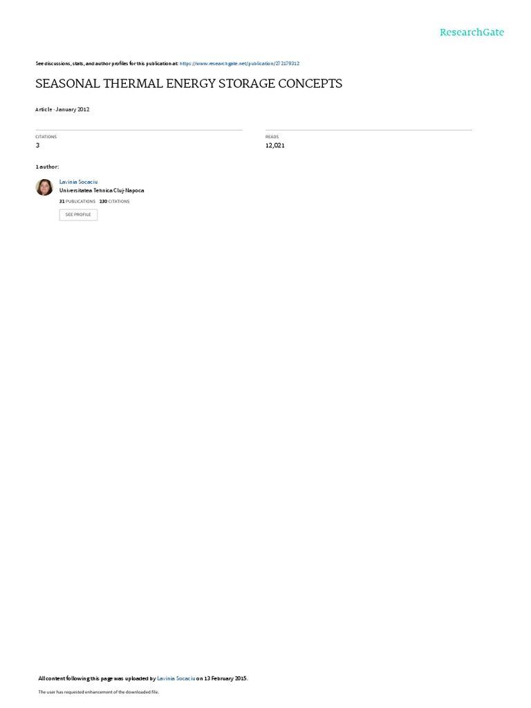Seasonal Thermal Energy Storage Concepts Download Free Pdf Heat