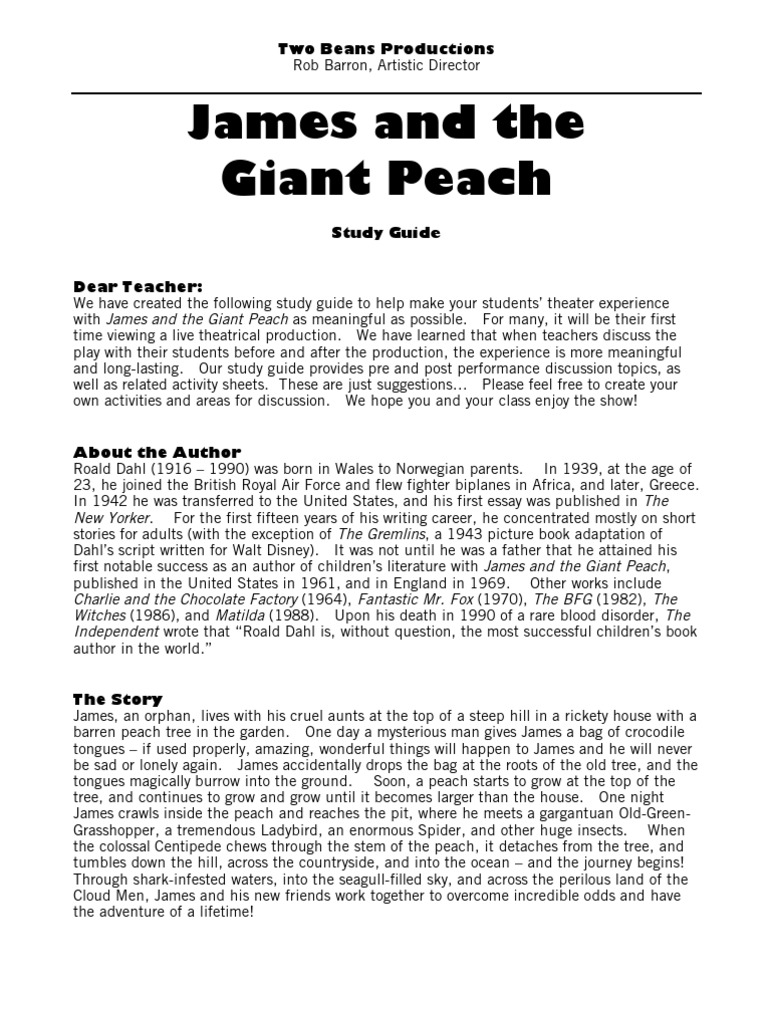James and The Giant Peach Two Beans Productions PDF Nature