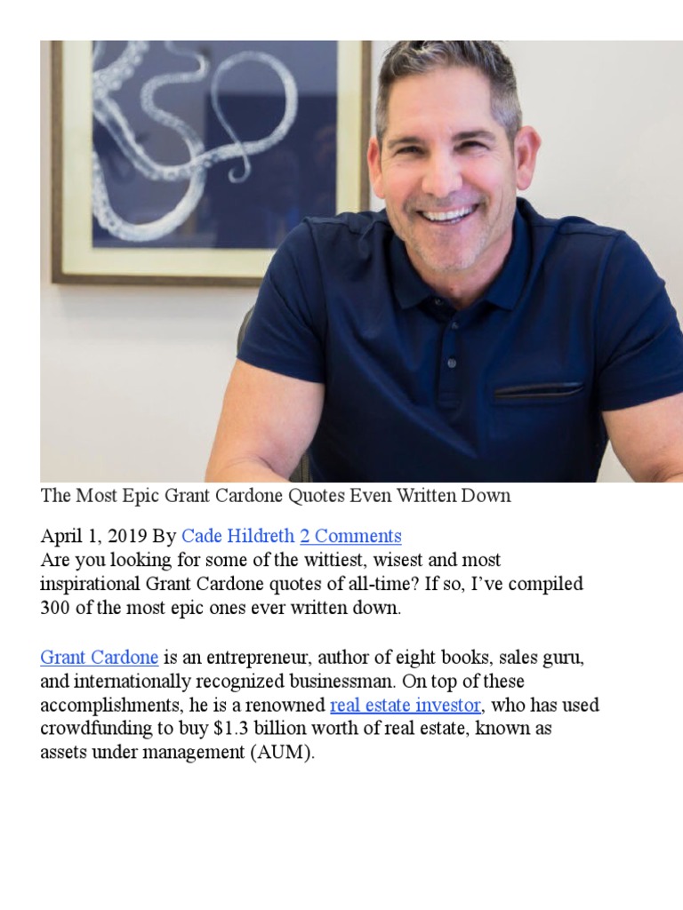 The Most Epic Grant Cardone Quotes Even Written Down | PDF | Goal | Money