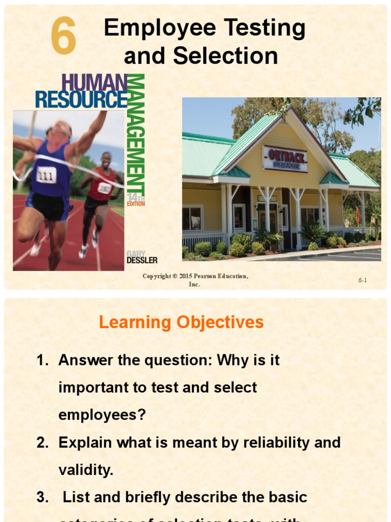 Chapter 6 - Employee Testing and Selection | PDF | Validity (Statistics ...