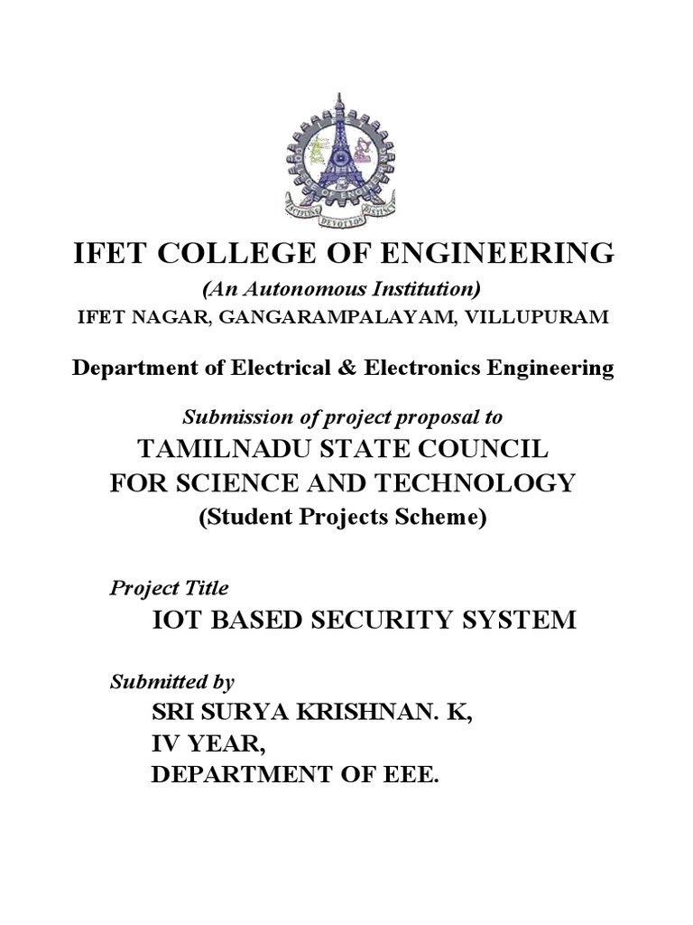 Surya TNSCST Project Proposal PDF Security Alarm Of Things