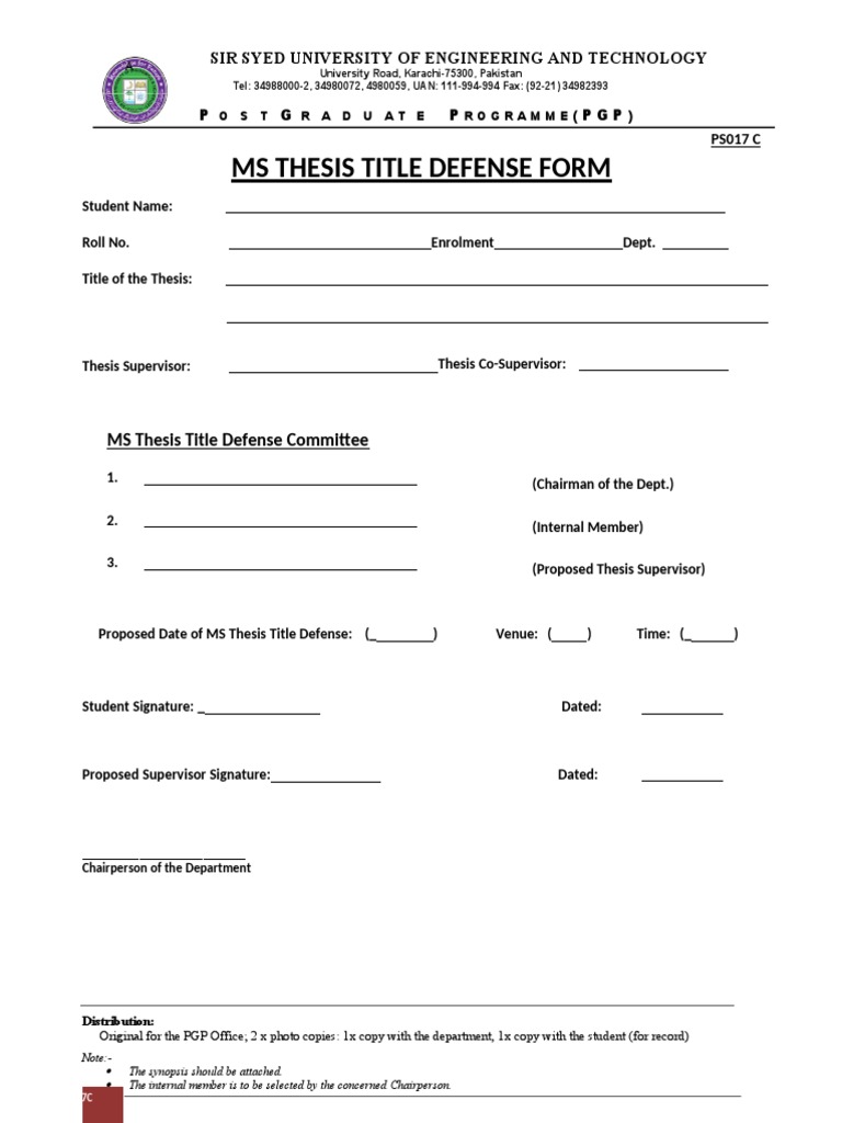 PS017 C MSThesis Title Defense Form PDF