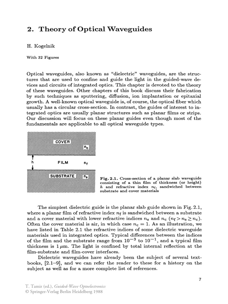 Theory of Optical Waveguides: With 32 Figures | PDF | Waves ...