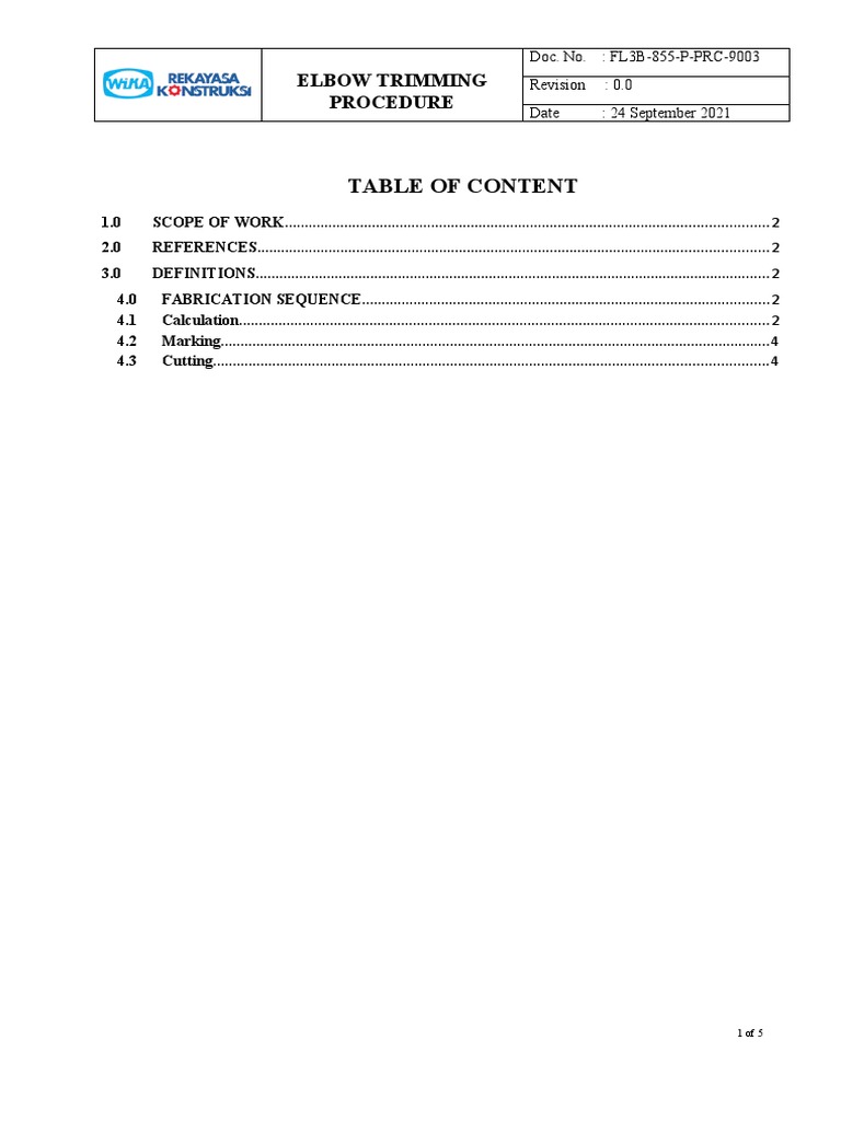 Elbow Trimming Procedure Guide | PDF | Pipe (Fluid Conveyance ...