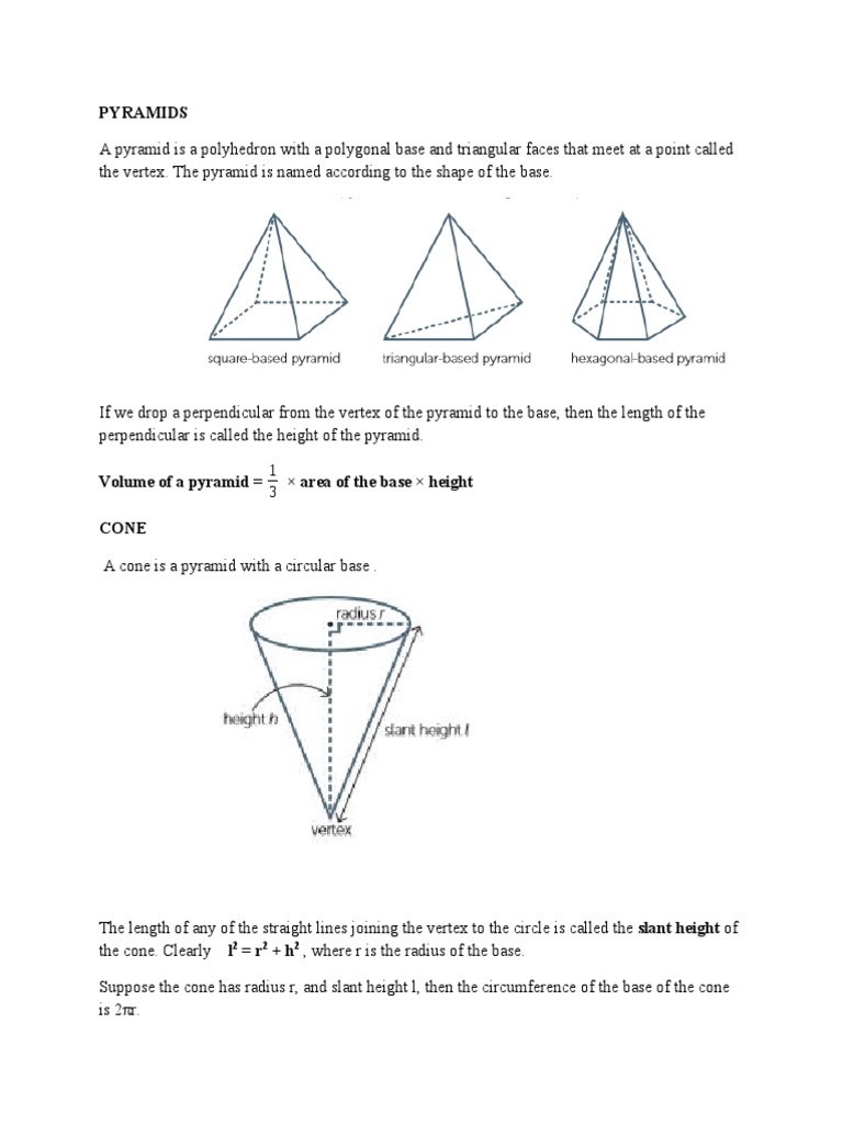 Volume and Surface Area of A Pyramid, Cone and Sphere PDF