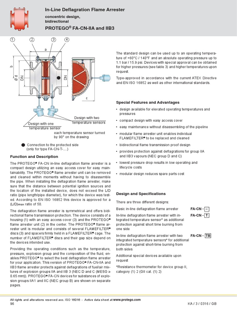 In-Line Defl Agration Flame Arrester: Concentric Design, Bidirectional ...