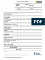 Driver Assessment Form Printable