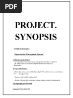 Project. Synopsis: Supermarket Management System'