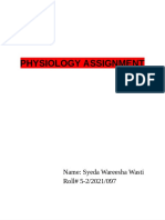 Physiology Assignment: Name: Syeda Wareesha Wasti Roll# 5-2/2021/097