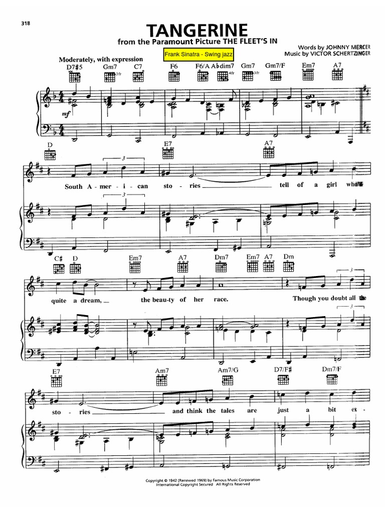 Victor Schertzinger & Johnny Mercer Tangerine (Du Film The Fleet