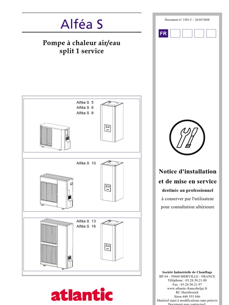 Pompe A Chaleur Atlantic Mode D Emploi Alfea S Notice Installation Atlantic 1 | PDF | Pompe à chaleur | Réacteur à  eau pressurisée