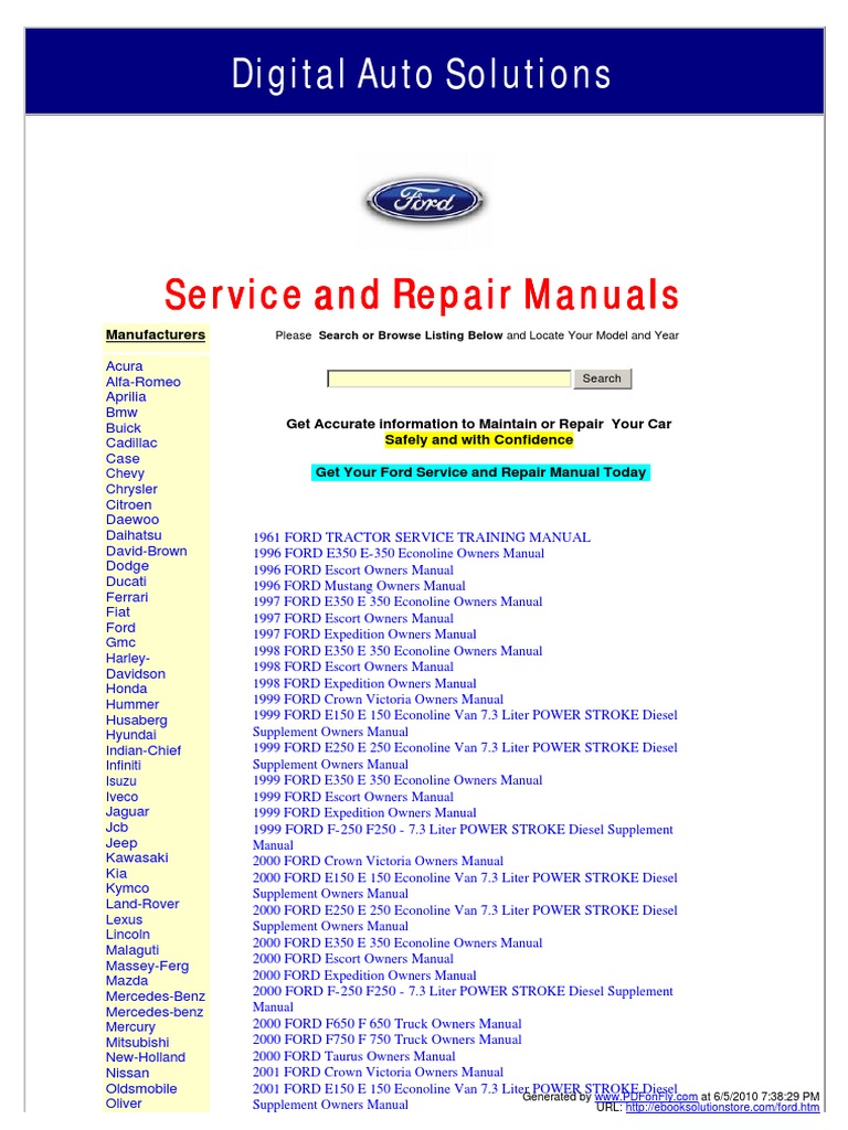 Manuel De Diagnostic Atelier Pour Ford Cougar (1999-2000) - Livre D'Occasion - Guide De Dépannage Mécanique