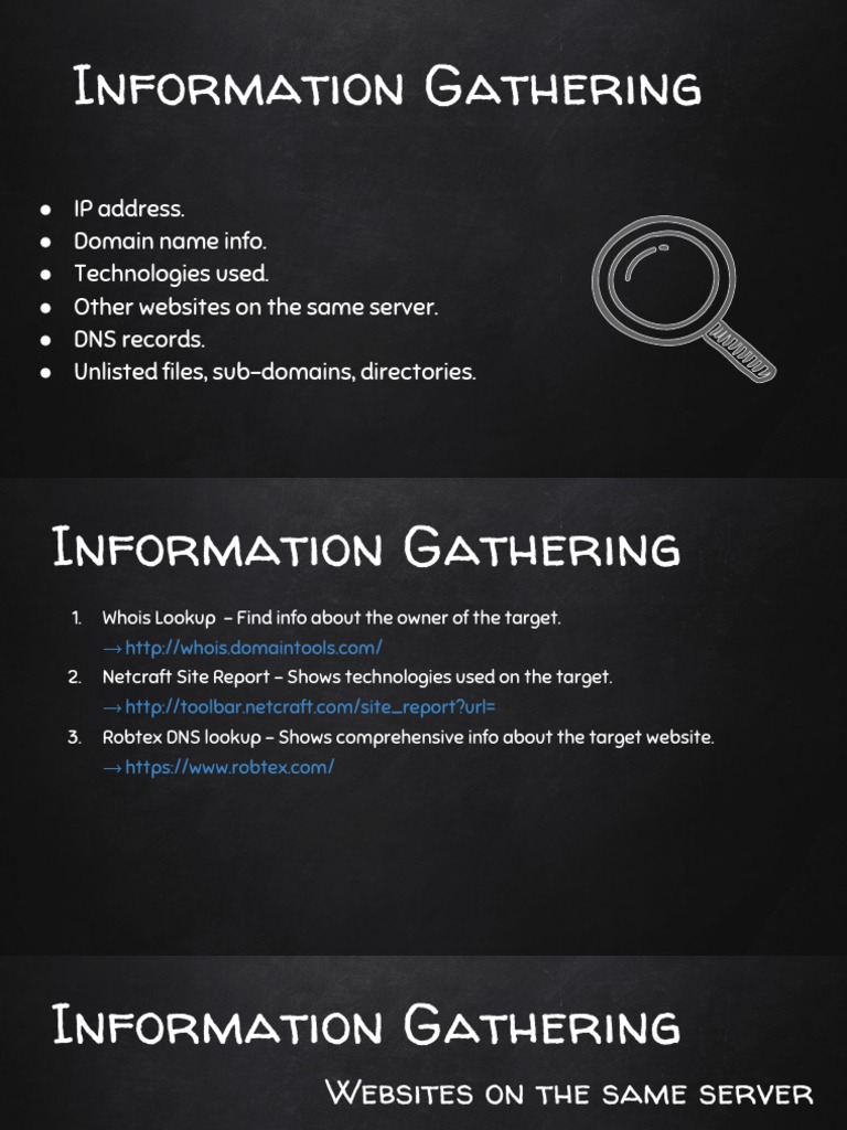 Information Gathering Techniques and Tools | PDF