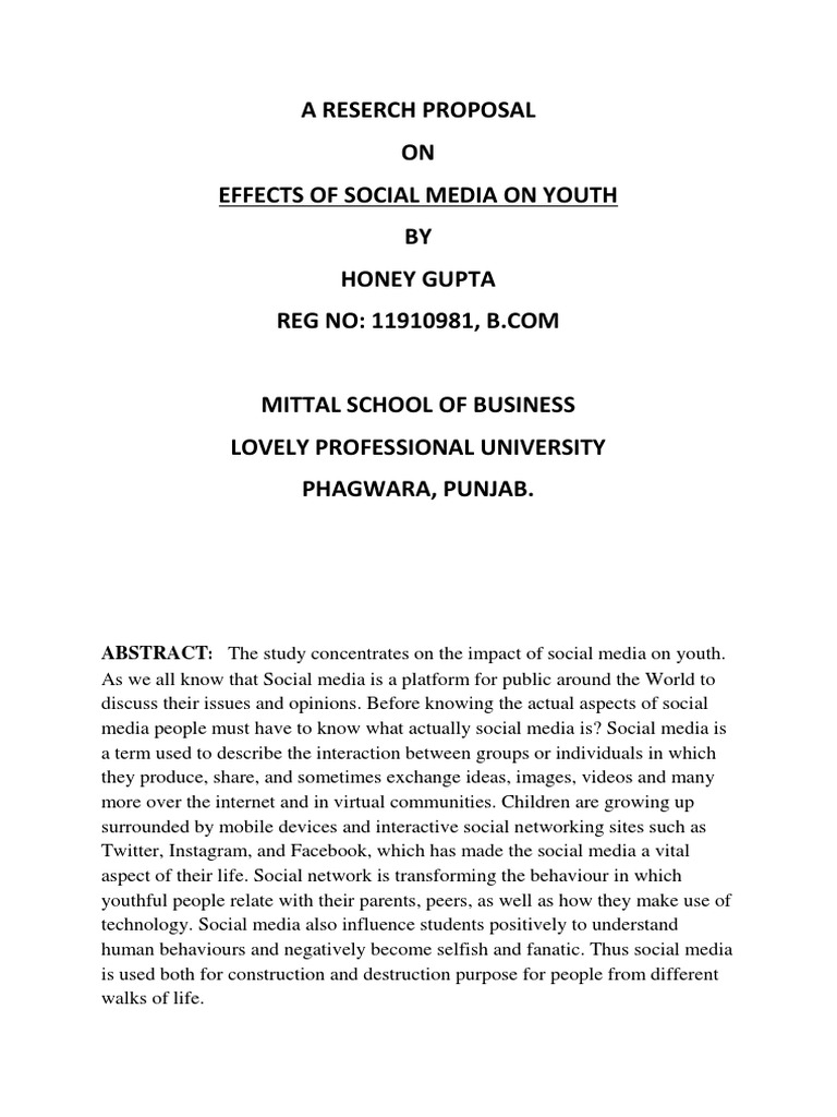 Effects of Social Media on Youth | PDF | Popular Culture & Media ...