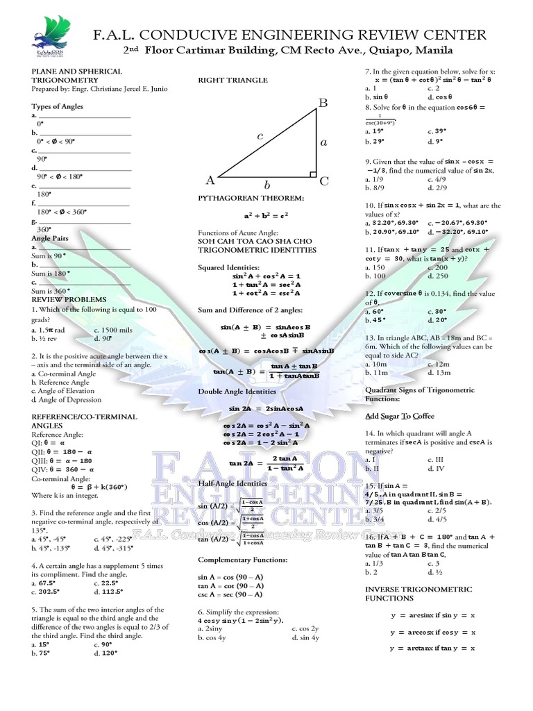 Plane and Spherical Trigonometry PDF Trigonometric Functions