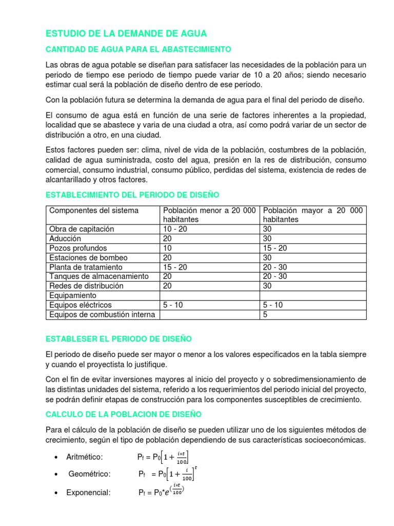Estudio de La Demande de Agua | PDF | Agua | Descarga (hidrología)