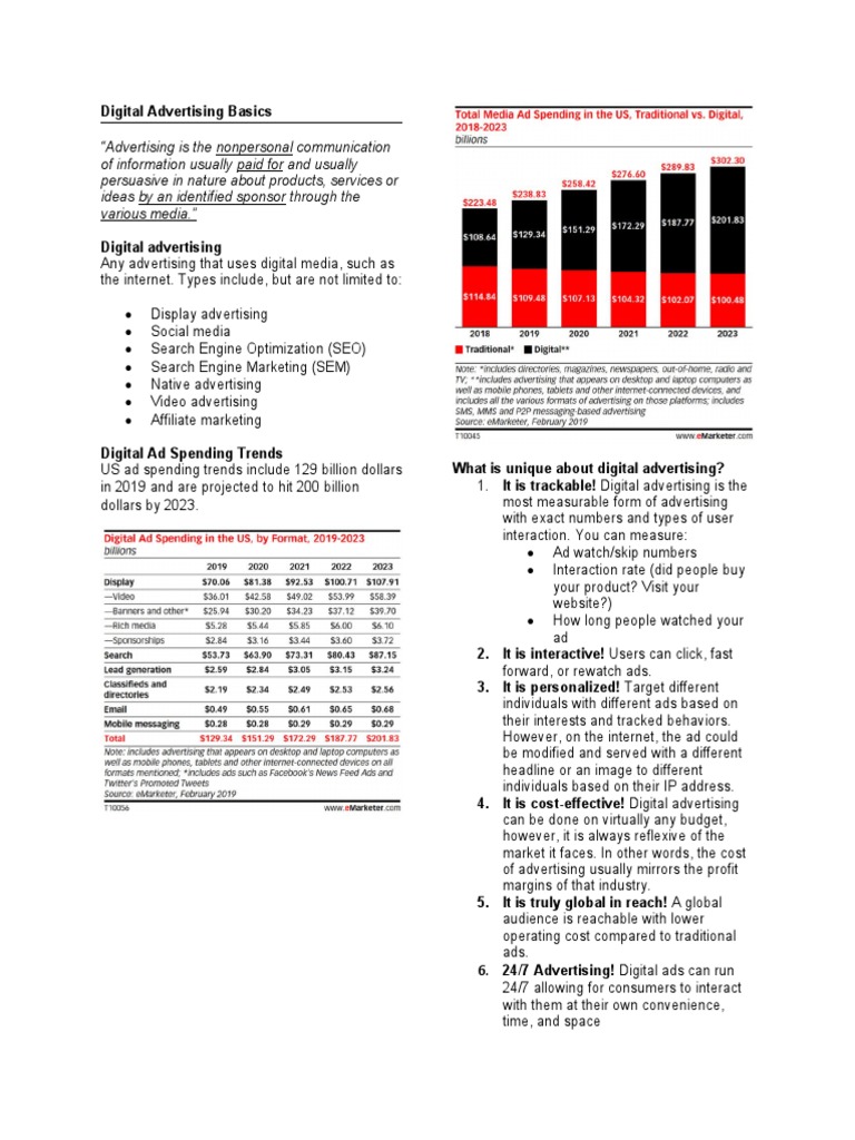 Digital Advertising Basics PDF Advertising Online Advertising