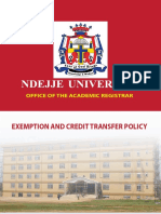 Exemption and Credit Transfer Policy