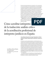 Cómo Acreditar Intérpretes A Través de La Traducción: Análisis Crítico de La Acreditación Profesional de Intérpretes Jurídicos en España