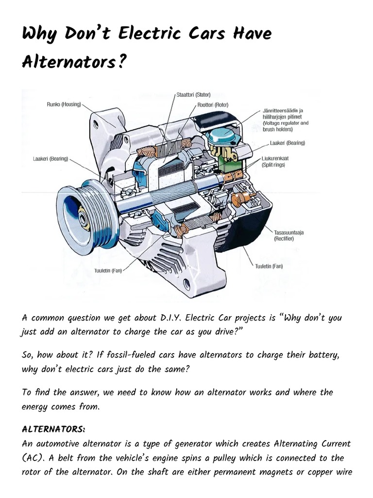 Why Don't Electric Cars Have Alternators PDF Engines Electric Vehicle