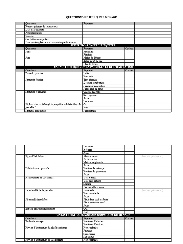 Excel Carnet D entretien Voiture A Imprimer Gratuit Fiche D'enquête M2 | PDF | Toilettes | Latrines