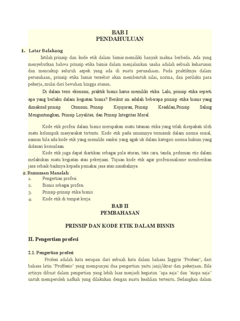 Makalah Kode Etik Dalam Bisnis Pdf
