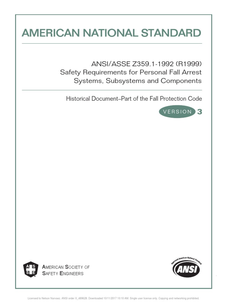 Ansiasse Z359.1-1992 | PDF | Safety | Computing