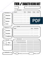 The Frontier Character - Sheet