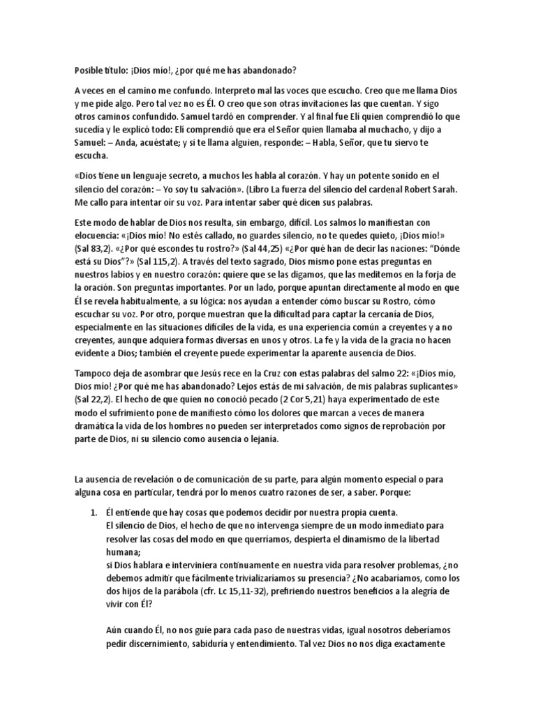El Silencio de Dios y Su Mensaje | PDF | Dios | Oración