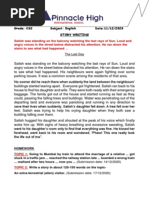 Story Writing Sample Pdf