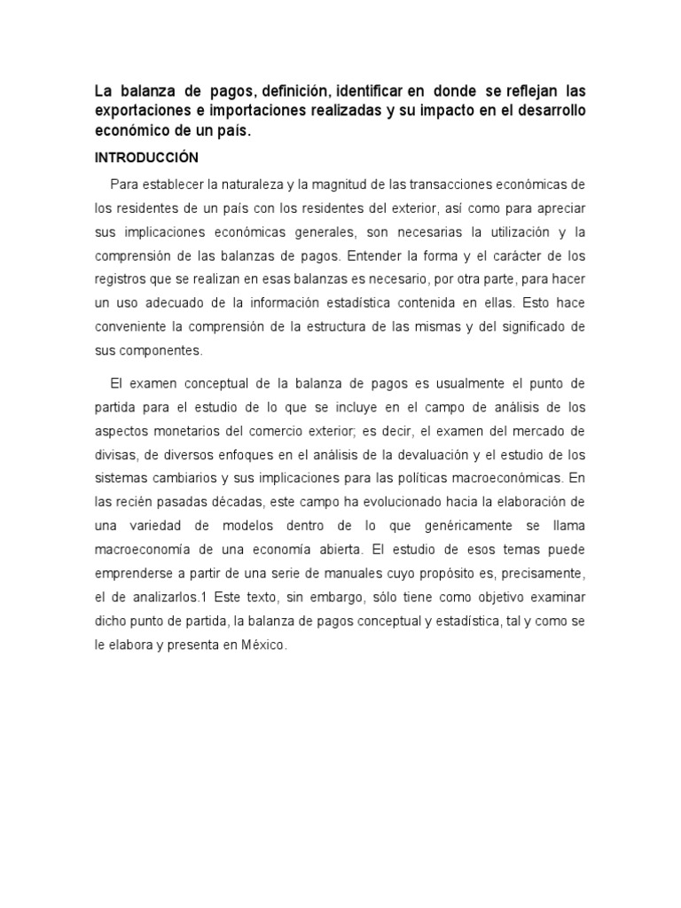 Conclusiones sobre la Balanza de Pagos | PDF | Balance de pagos ...