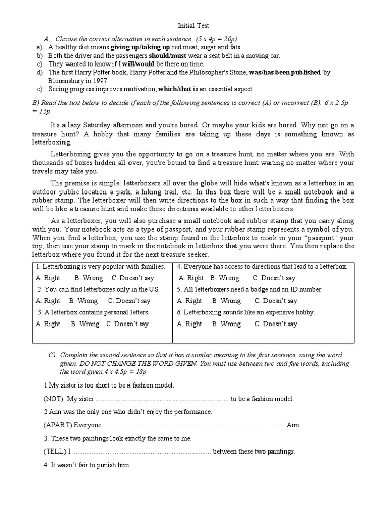 English Language Test Practice | PDF