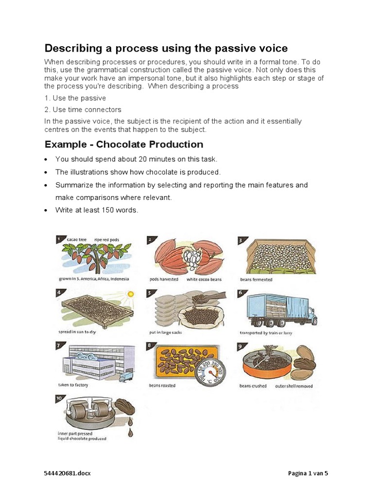 Process Descriptions in Passive Voice | PDF | Chocolate | Cocoa Bean