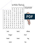 Arm Back Elbow Finger Foot Hand Knee Leg Neck Toe: Find The Words Below in The Grid To The Left