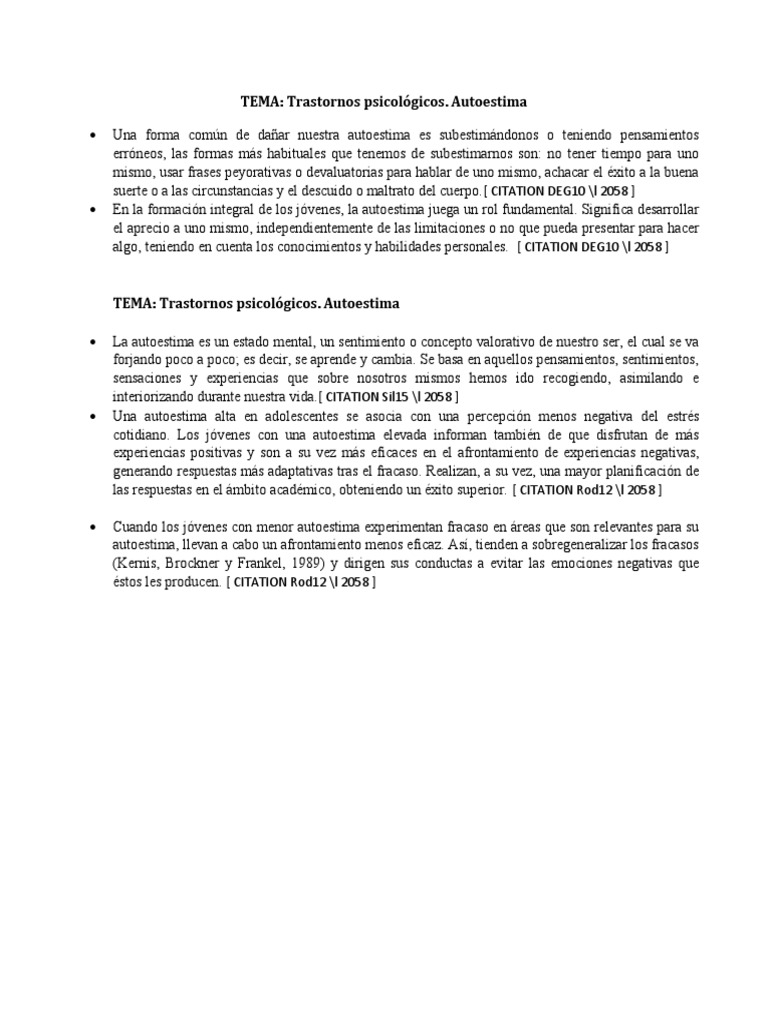 Fichas de Trabajo - Autoestima | PDF