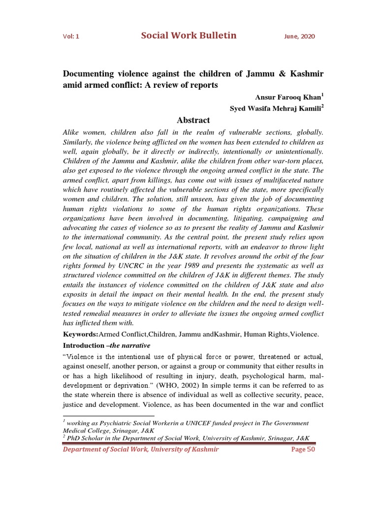Documenting Violence Against The Children of Jammu & Kashmir Amid Armed ...