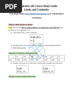 Lim F (X) L X C: AP Calculus AB Course Study Guide Limits and Continuity