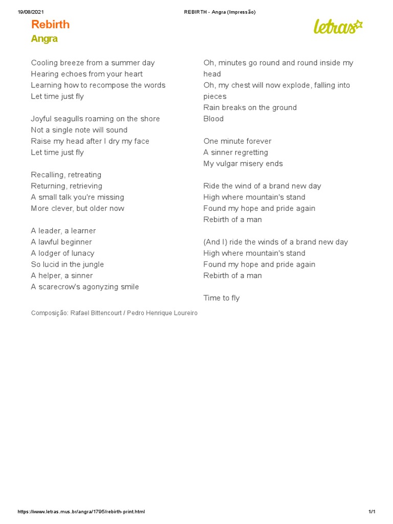 REBIRTH - Angra (Impressão) | PDF | Poetry