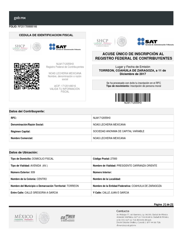 Acuse Unico InscripciÃ N Al RFC R1 | PDF | Privacidad de la información ...