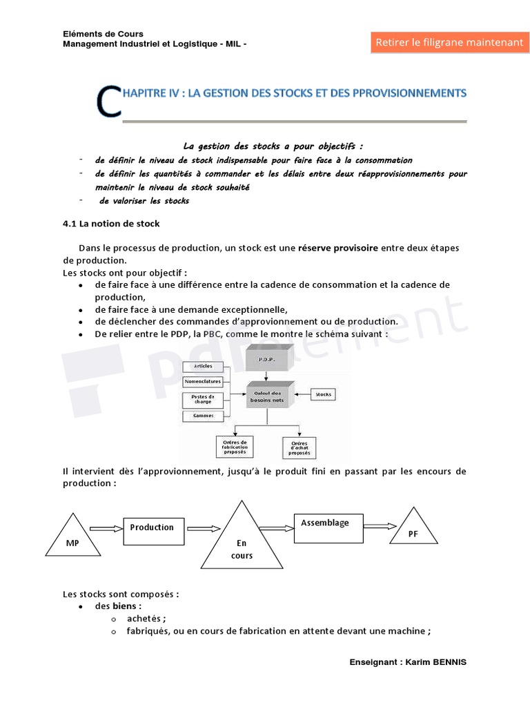 Gestion des Stocks et Approvisionnements | PDF | Inventaire | Logistique