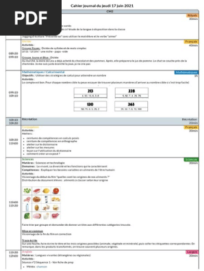 Exemple Cahier Journal Cm2 Pdf Langue Francaise Linguistique