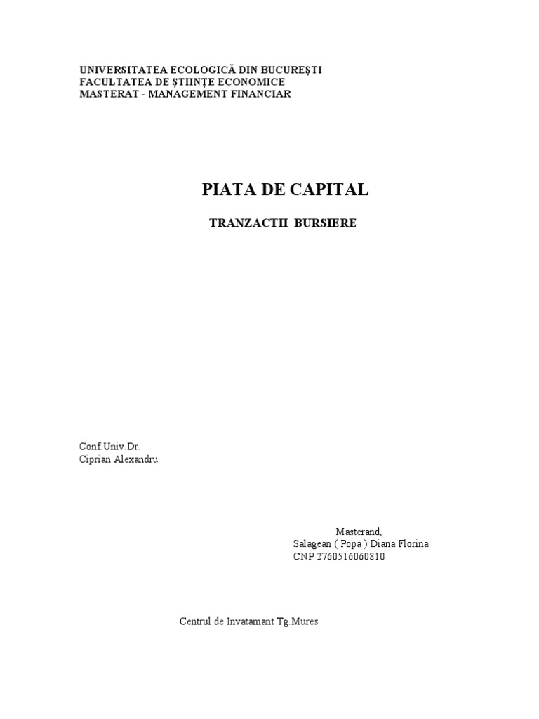 Piata de CapitalReferat PDF