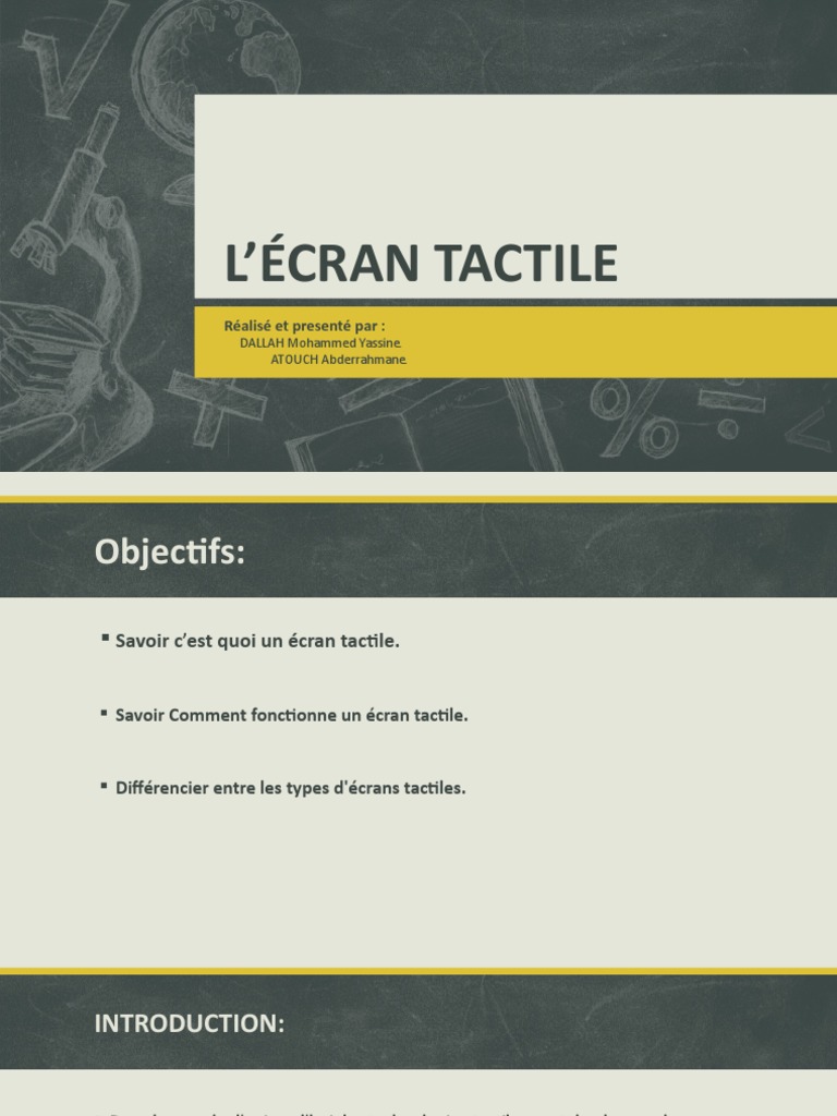 Fonctionnement des écrans tactiles PDF Écran tactile Interaction — free download