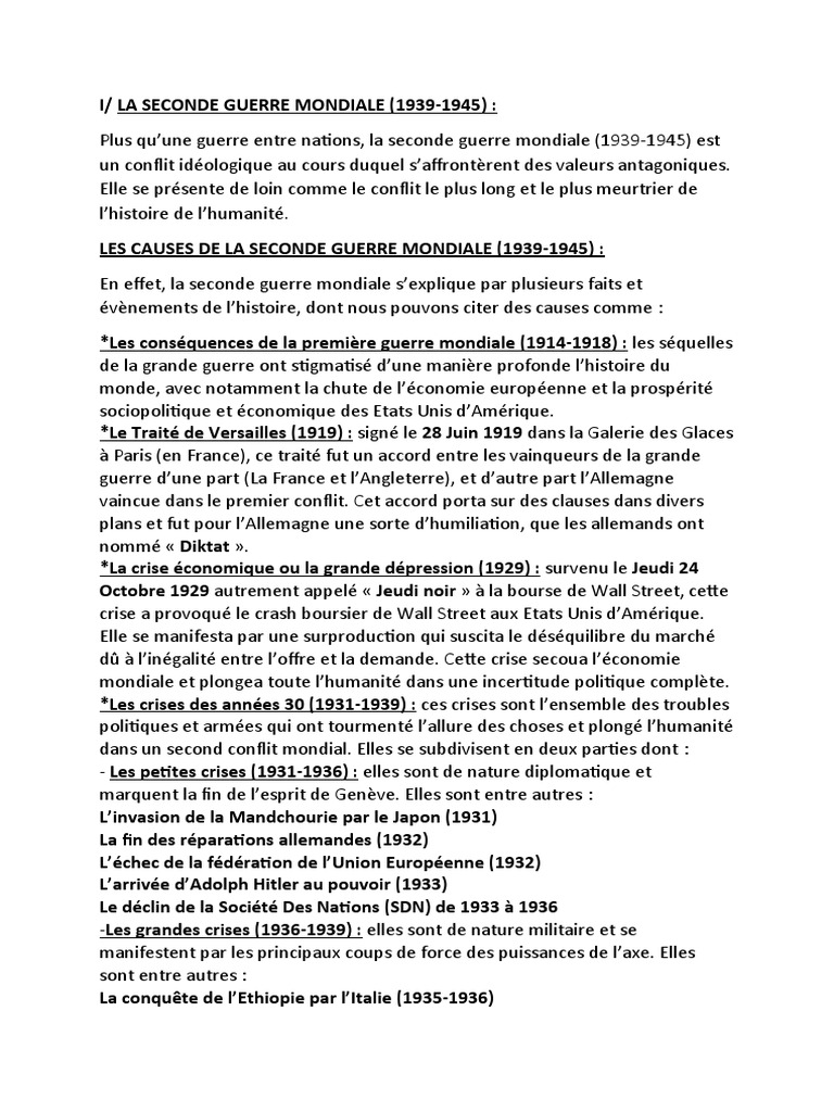 Causes et conséquences de la WWII | PDF | Seconde Guerre mondiale ...