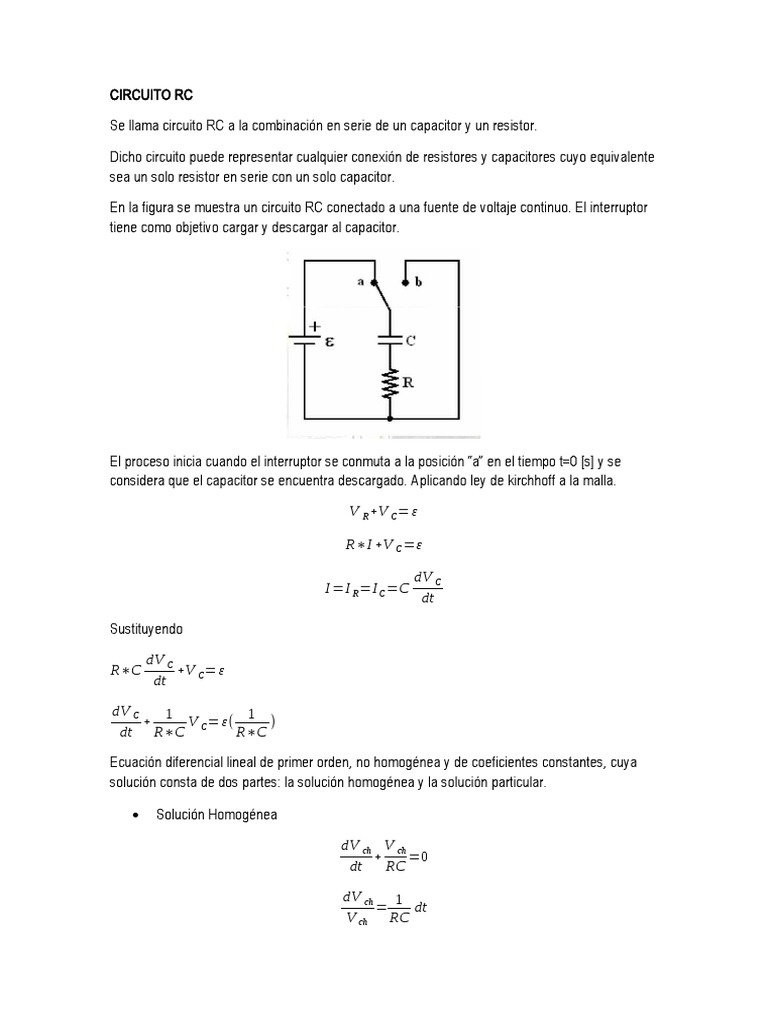 Análisis del Circuito RC y su Comportamiento | PDF | Condensador | Red ...
