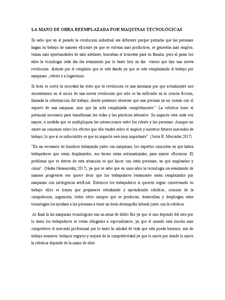 Robotización y futuro del empleo laboral | PDF | Robot | Robótica